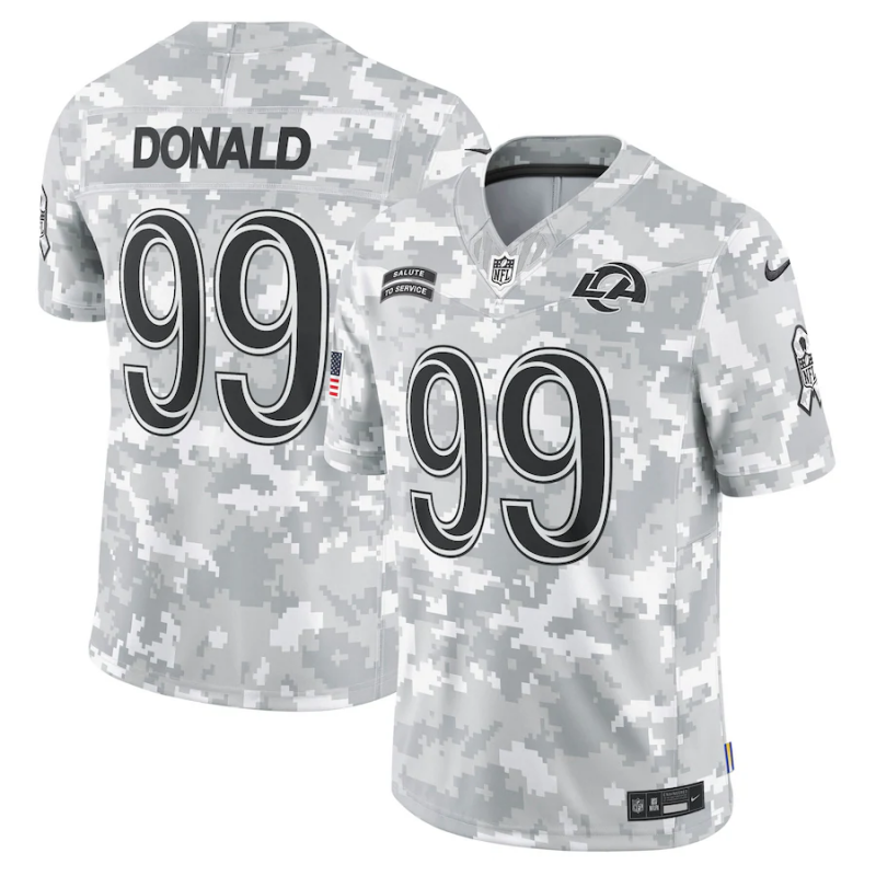 Men's Los Angeles Rams Aaron Donald #99 Arctic Camo 2024 Salute to Service Retired Player Limited Jersey1