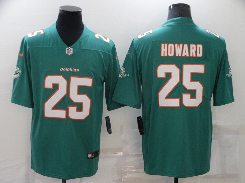 Men's Miami Dolphins Xavier Howard #25 Green Game Jersey1
