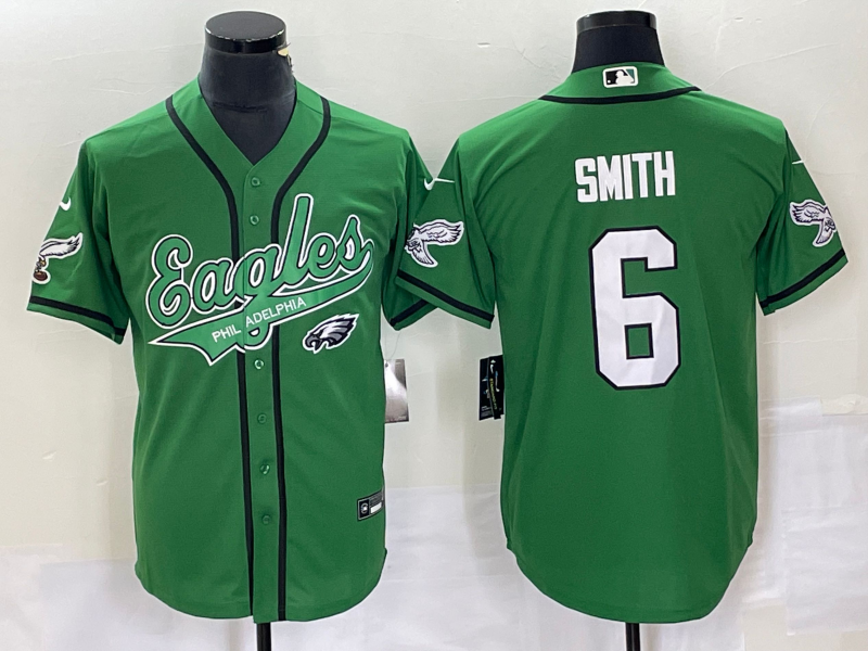 Men's Philadelphia Eagles DeVonta Smith #6 Kelly Green Game Jersey1 Joint Edition