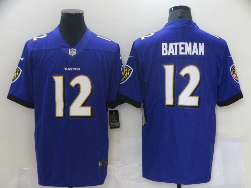 Men's Baltimore Ravens Rashod Bateman #12 Purple Game Jersey1
