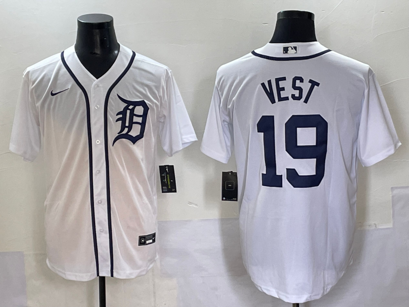 Men's Detroit Tigers Will Vest #19 White Home Replica Player Jersey