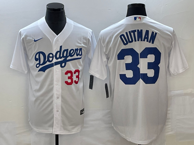 Men's Los Angeles Dodgers James Outman #33 White Home Replica Player Jersey1