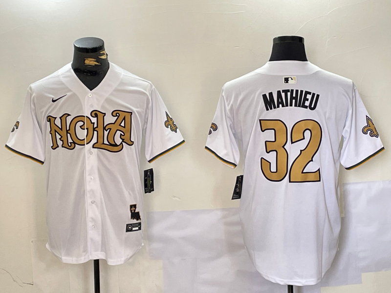 Men's New Orleans Saints Tyrann Mathieu #32 White Game Jersey1