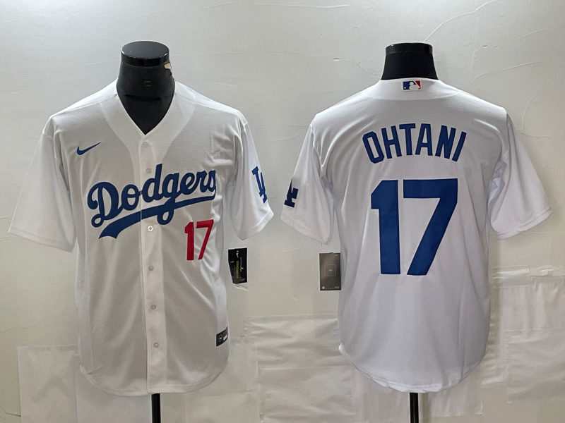 Men's Los Angeles Dodgers Shohei Ohtani #17 White Replica Player Jersey1