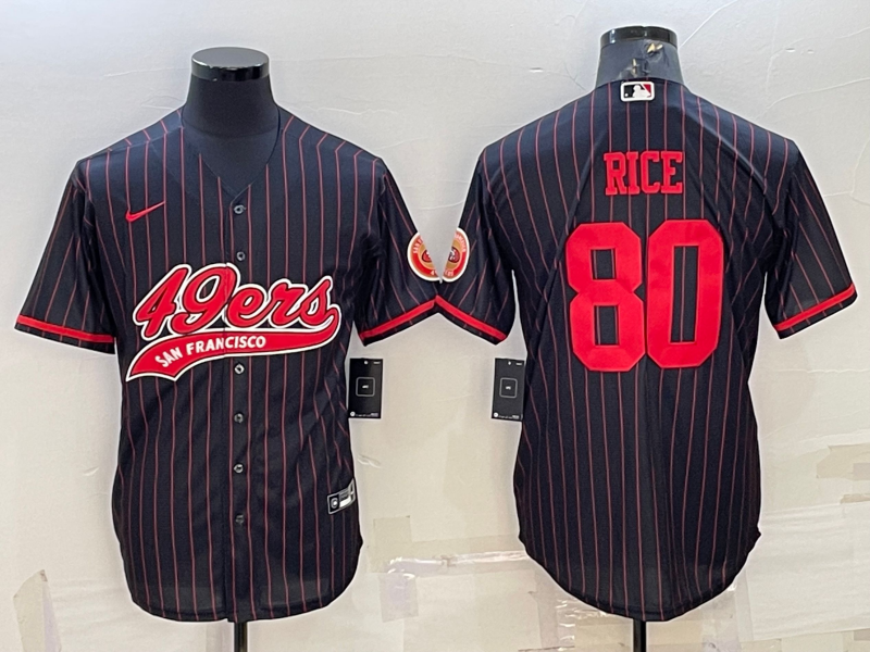 Men's San Francisco 49ers Jerry Rice #80 Black Player Game Jersey1 Joint Edition