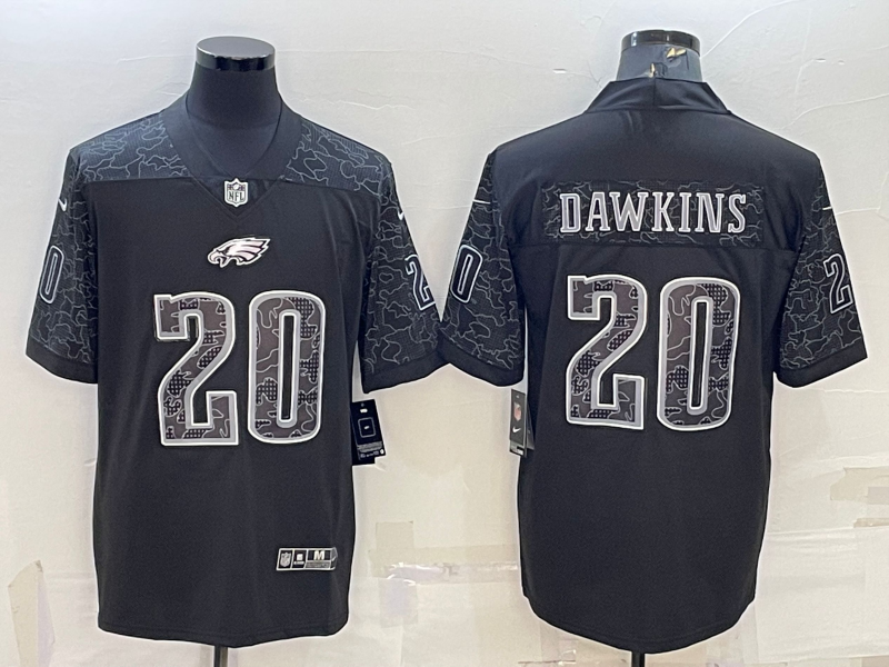 Men's Philadelphia Eagles Brian Dawkins #20 Black RFLCTV Limited Jersey1