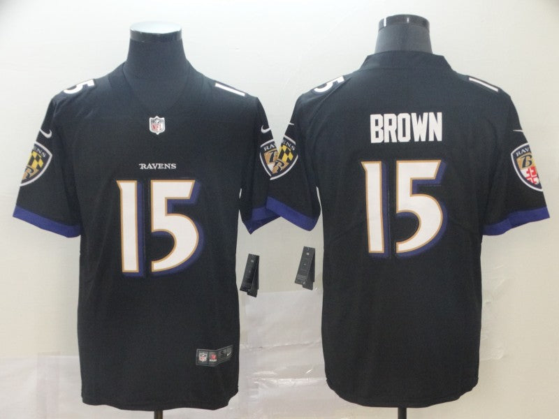 Men's Baltimore Ravens Marquise Brown #15 Black Game Jersey1