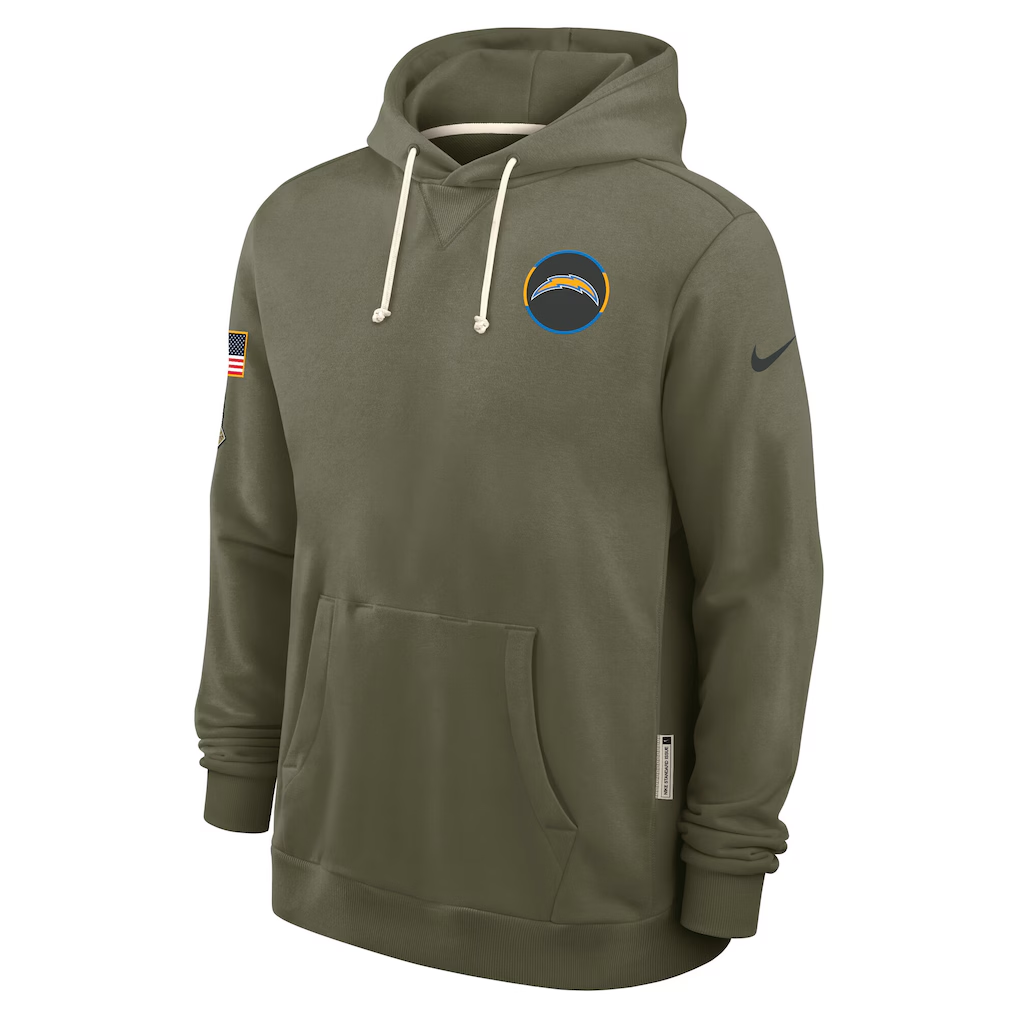 Men's Los Angeles Chargers Nike Olive 2025 Salute to Service Sideline Standard Issue Dri-FIT Hoodie