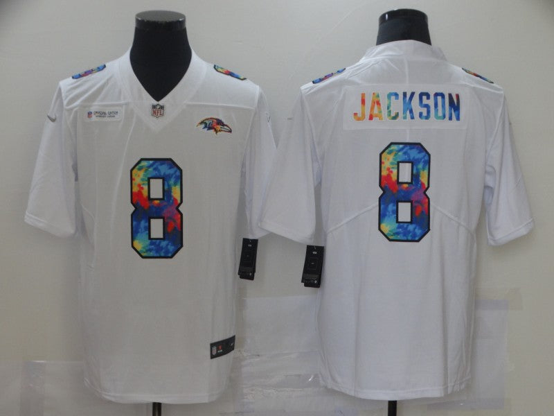 Men's Baltimore Ravens Lamar Jackson #8 White Game Player Jersey1