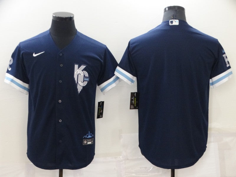 Men's Kansas City Royals Navy 2022 City Connect Replica Blank Jersey1