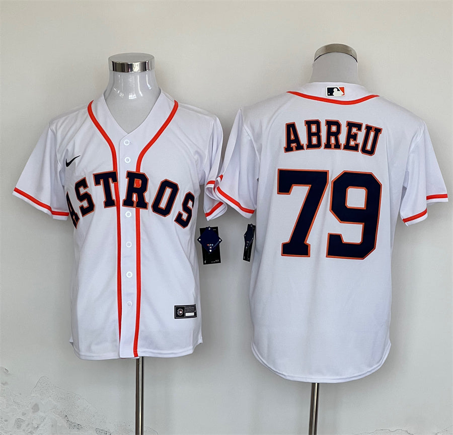 Men's Houston Astros Jose Abreu #79 White Home Replica Player Jersey1
