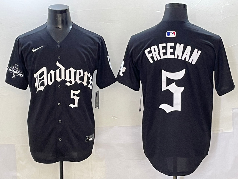 Men's Los Angeles Dodgers Freddie Freeman #5 Black Player Jersey