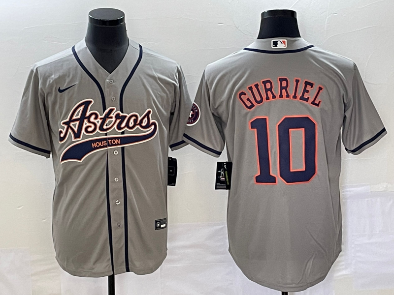 Men's Houston Astros Yuli Gurriel #10 Gray Replica Jersey1 Joint Edition
