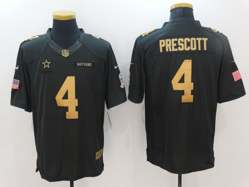 Men's Dallas Cowboys Dak Prescott #4 Black Authentic Game Jersey1