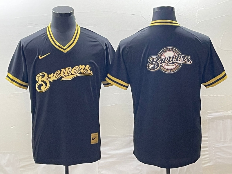 Men's Milwaukee Brewers Black Replica Team Jersey1