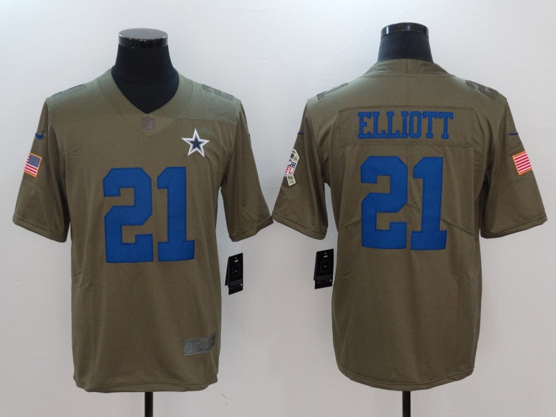 Men's Dallas Cowboys Ezekiel Elliott #21 Brown Team Game Jersey1