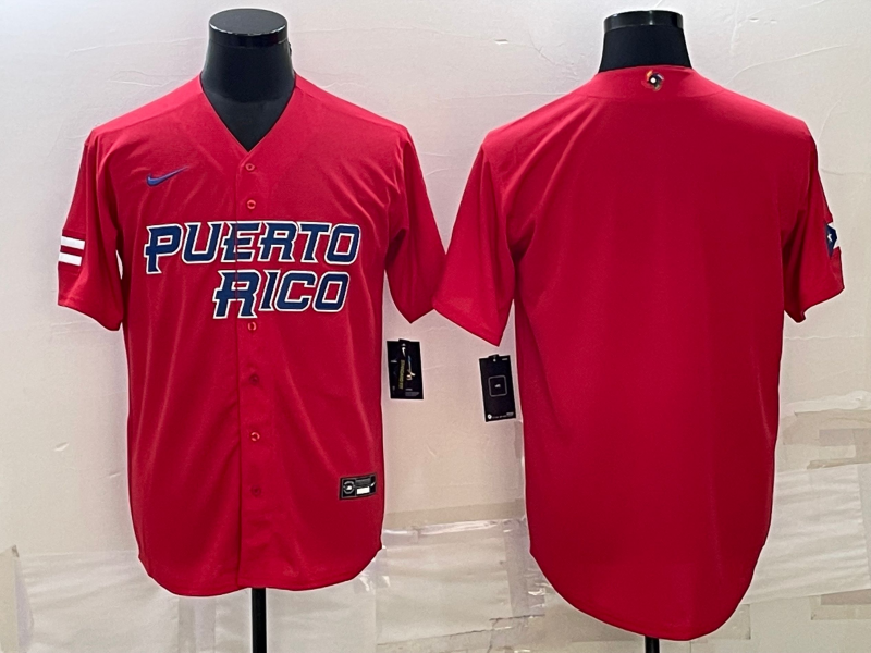 Men's 2023 World Baseball Classic Puerto Rico Red Blank Jersey1