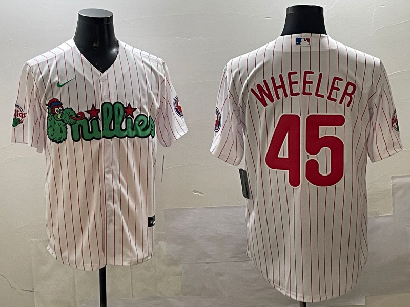 Men's Philadelphia Phillies Zack Wheeler #45 White Replica Team Jersey1