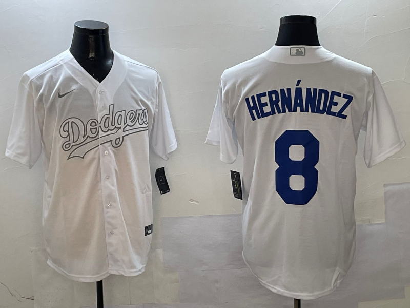Men's Los Angeles Dodgers Enrique Hernandez #8 White Player Jersey1