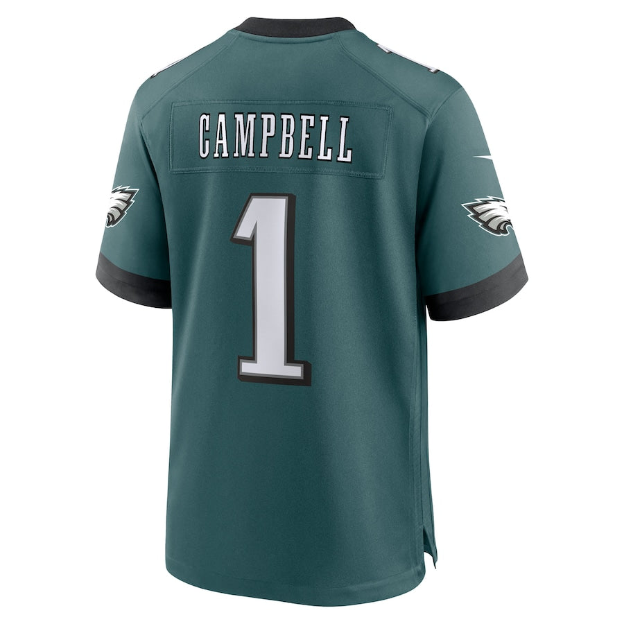 Philadelphia Eagles Jihaad Campbell Nike Green 2025 NFL Draft First Round Pick Game Jersey