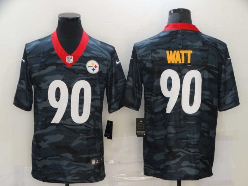Men's Pittsburgh Steelers T.J. Watt #90 Gray Camouflage Game Jersey1