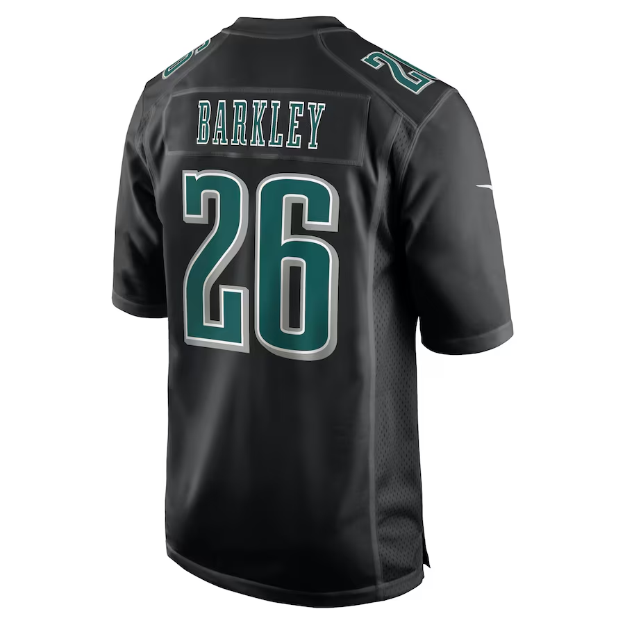 Men's Philadelphia Eagles Saquon Barkley Nike Carbon Black Super Bowl LIX Fashion Game Player Jersey