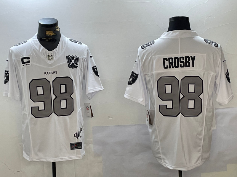 Men's Las Vegas Raiders Maxx Crosby #98 White Player Game Jersey1