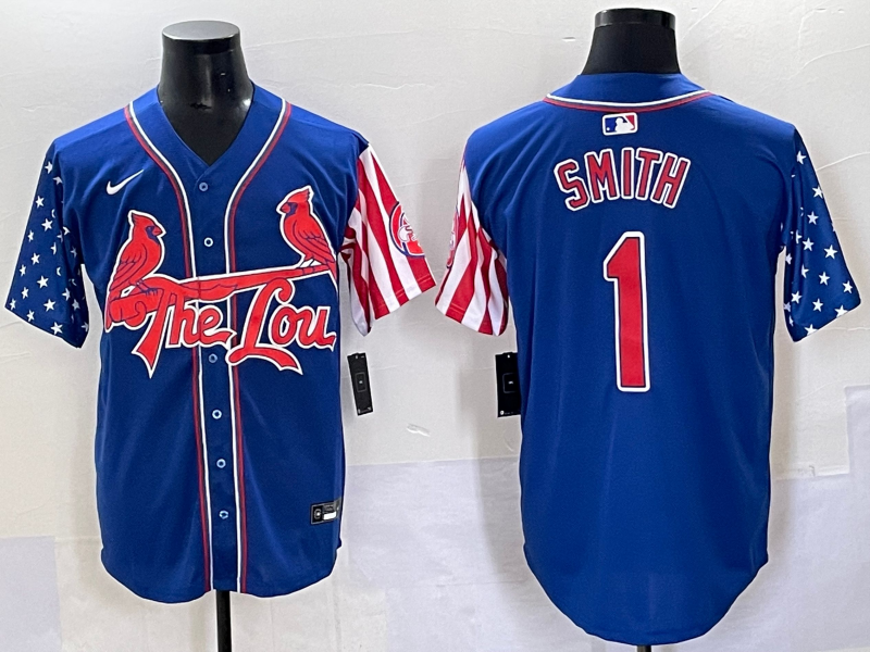 Men's St. Louis Cardinals Ozzie Smith #1 Royal Replica Game Jersey
