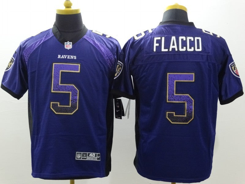 Men's Baltimore Ravens Joe Flacco #5 Purple Game Player Jersey1