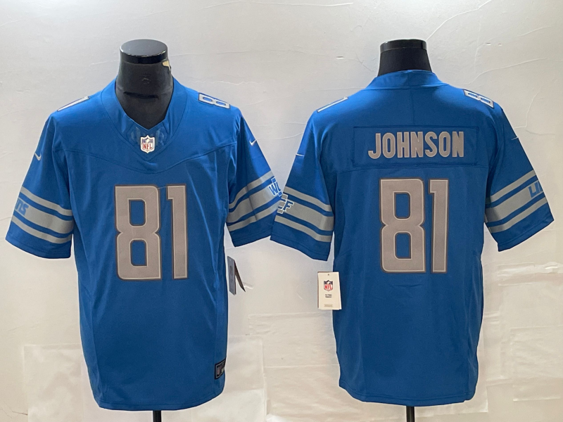 Men's Detroit Lions Calvin Johnson #81 Blue Player Game Jersey1