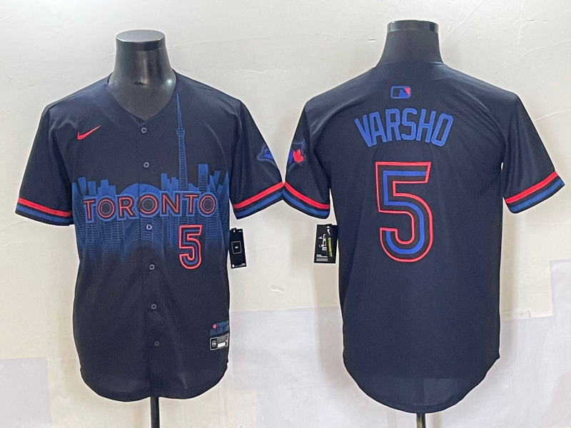 Men's Toronto Blue Jays Daulton Varsho #5 Black 2024 City Connect Limited Player Jersey