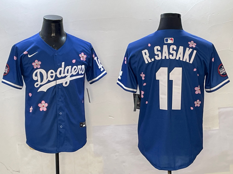 Men's Los Angeles Dodgers Roki Sasaki #11 Royal Replica Team Jersey1