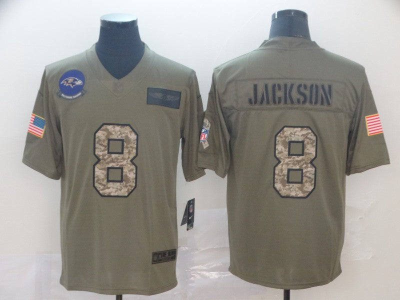 Men's Baltimore Ravens Lamar Jackson #8 Brown Authentic Game Jersey1
