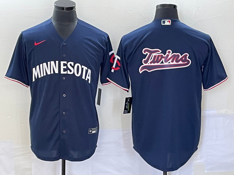 Men's Minnesota Twins Navy Alternate Replica Team Logo Jersey1