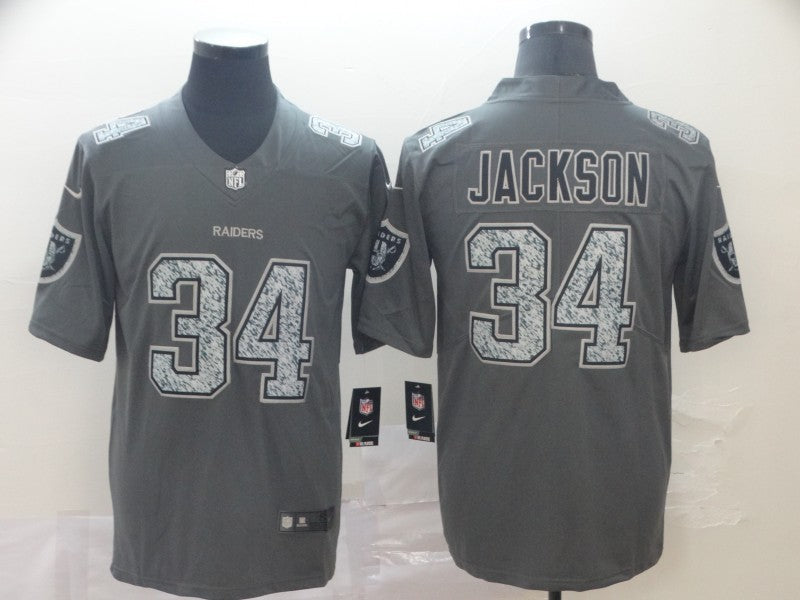 Men's Las Vegas Raiders Bo Jackson #34 Gray Player Game Jersey1