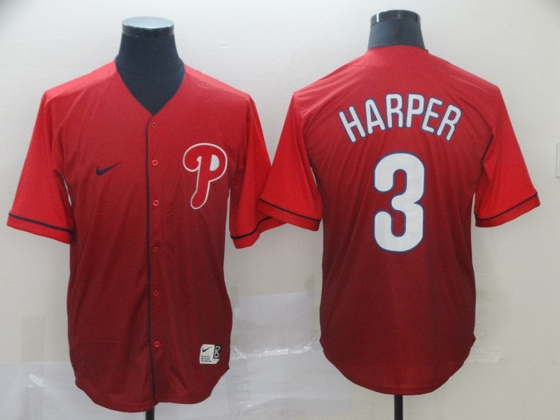 Men's Philadelphia Phillies Bryce Harper #3 Red Stitched Jersey1