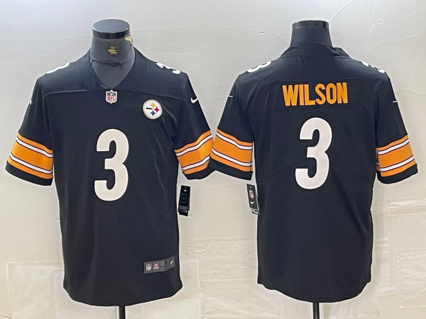 Men's Pittsburgh Steelers Russell Wilson #3 Black Game Jersey1