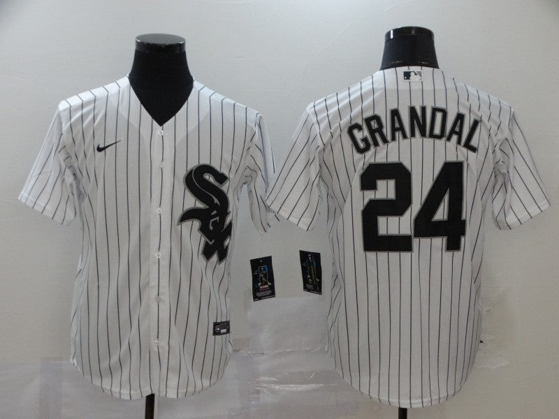 Men's Chicago White Sox Yasmani Grandal #24 White Replica Baseball Jersey1
