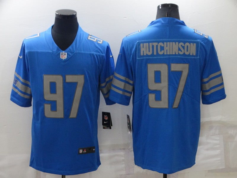 Men's Detroit Lions Aidan Hutchinson #97 Blue Game Jersey1