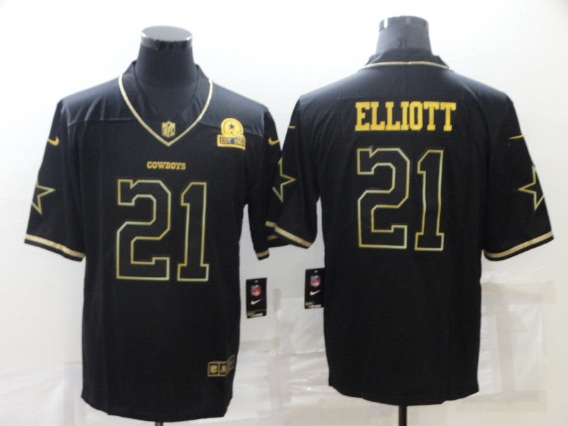 Men's Dallas Cowboys Ezekiel Elliott #21 Black Player Game Jersey1