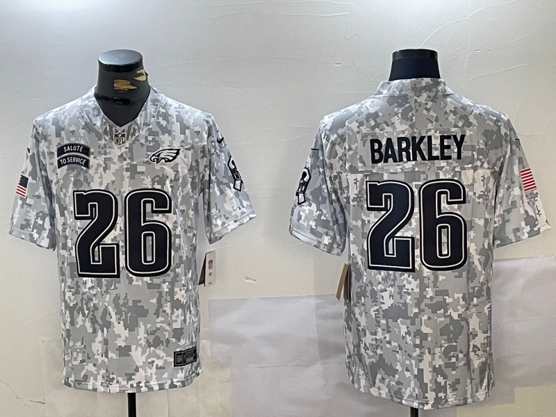 Men's Philadelphia Eagles Saquon Barkley #26 Arctic Camo 2024 Salute to Service Limited Jersey1