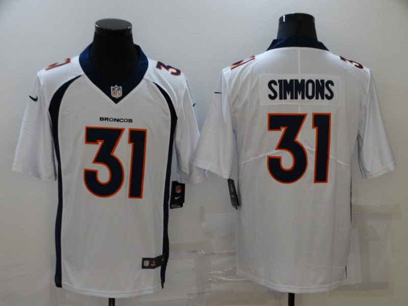 Men's Denver Broncos Justin Simmons #31 White Game Jersey1