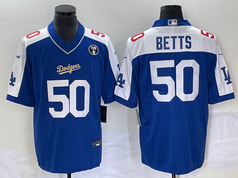 Men's Los Angeles Dodgers Mookie Betts #50 Blue Alternate Player Jersey1