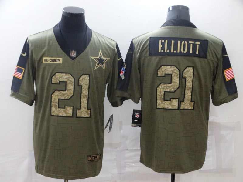 Men's Dallas Cowboys Ezekiel Elliott #21 Brown Game Player Jersey1