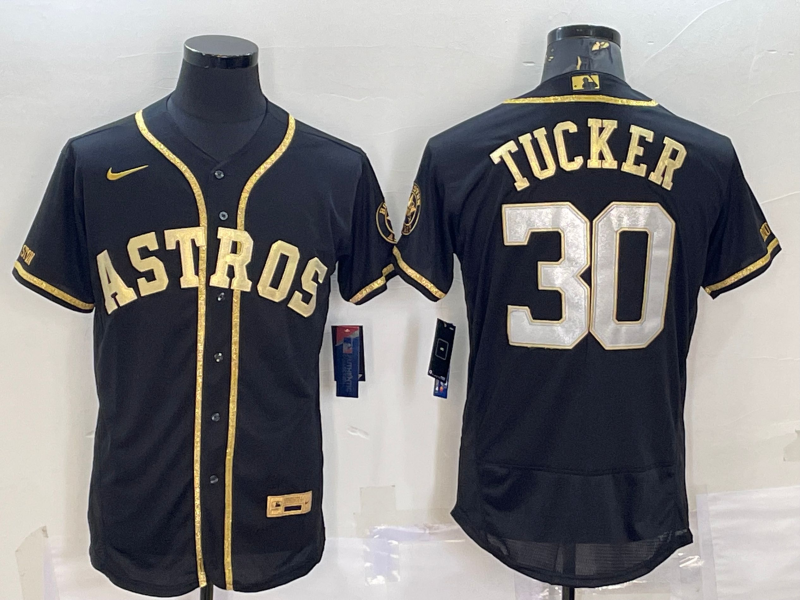 Men's Houston Astros Kyle Tucker #30 Black Replica Player Jersey1