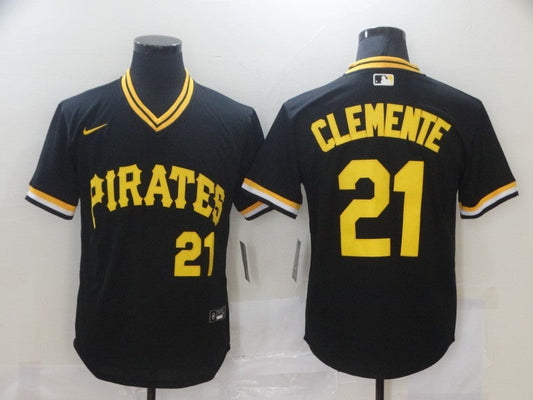 Men's Pittsburgh Pirates Roberto Clemente #21 Black Authentic Game Jersey1