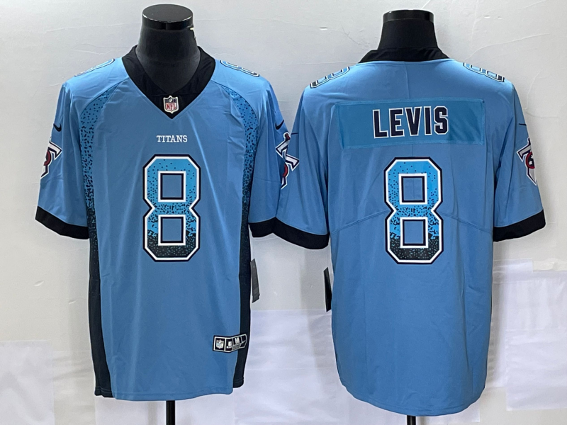 Men's Tennessee Titans Will Levis #8 Light Blue Player Jersey1