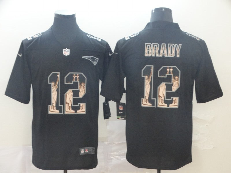 Men's New England Patriots Tom Brady #12 Black Player Game Jersey1
