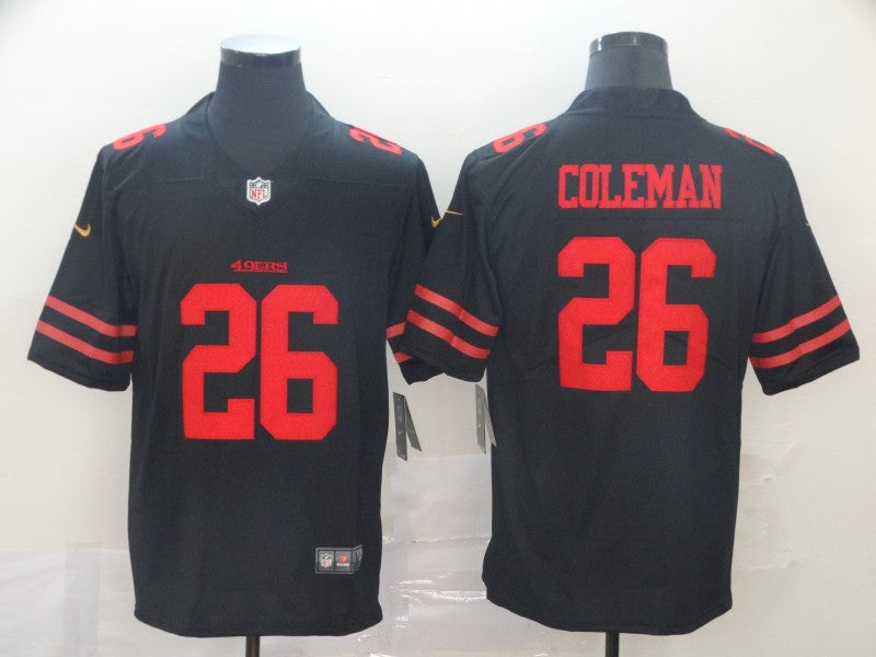 Men's San Francisco 49ers Tevin Coleman #26 Black Game Jersey1