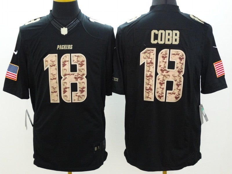 Men's Green Bay Packers Randall Cobb #18 Black Game Jersey1